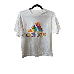 Adidas Rainbow Logo and Back Hit Size Small Unisex Short Sleeve Tee Shirt.